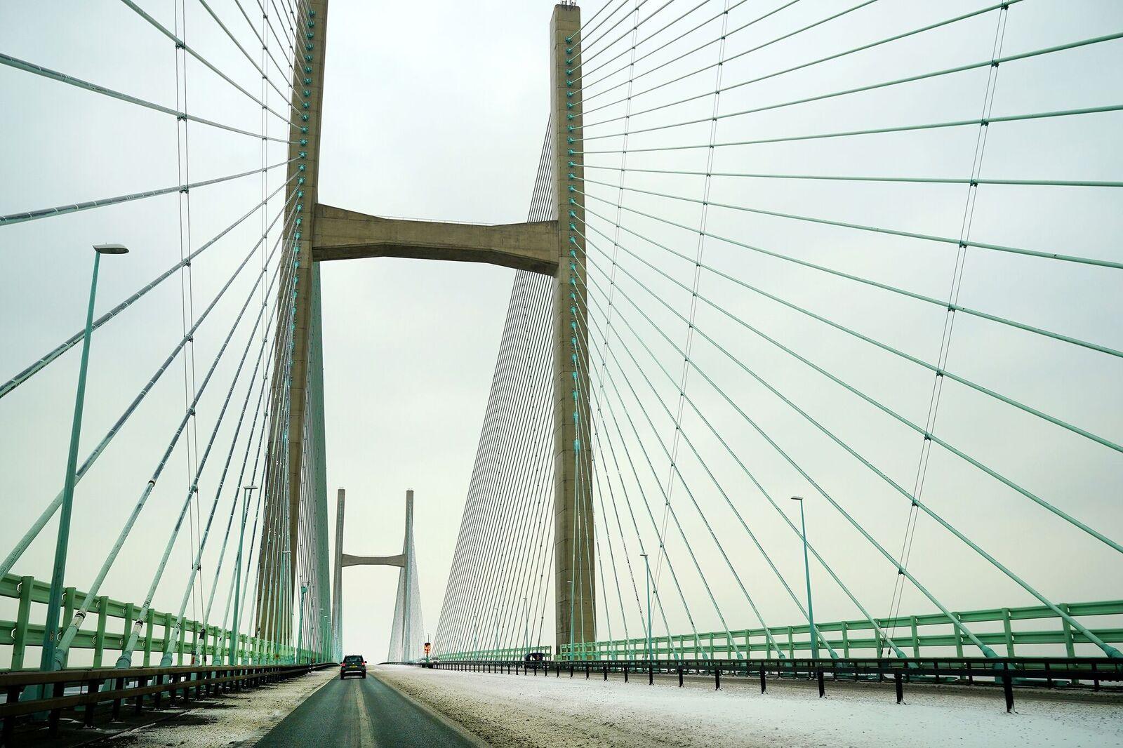 Snow on the Prince of Wales Bridge during the 'Beast from the East' storm