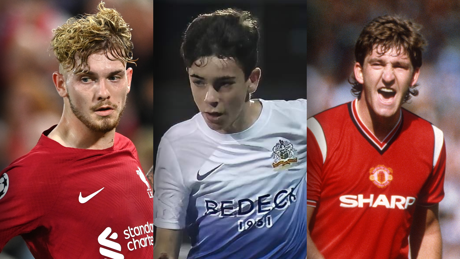 Harvey Elliott, Christopher Atherton and Norman Whiteside