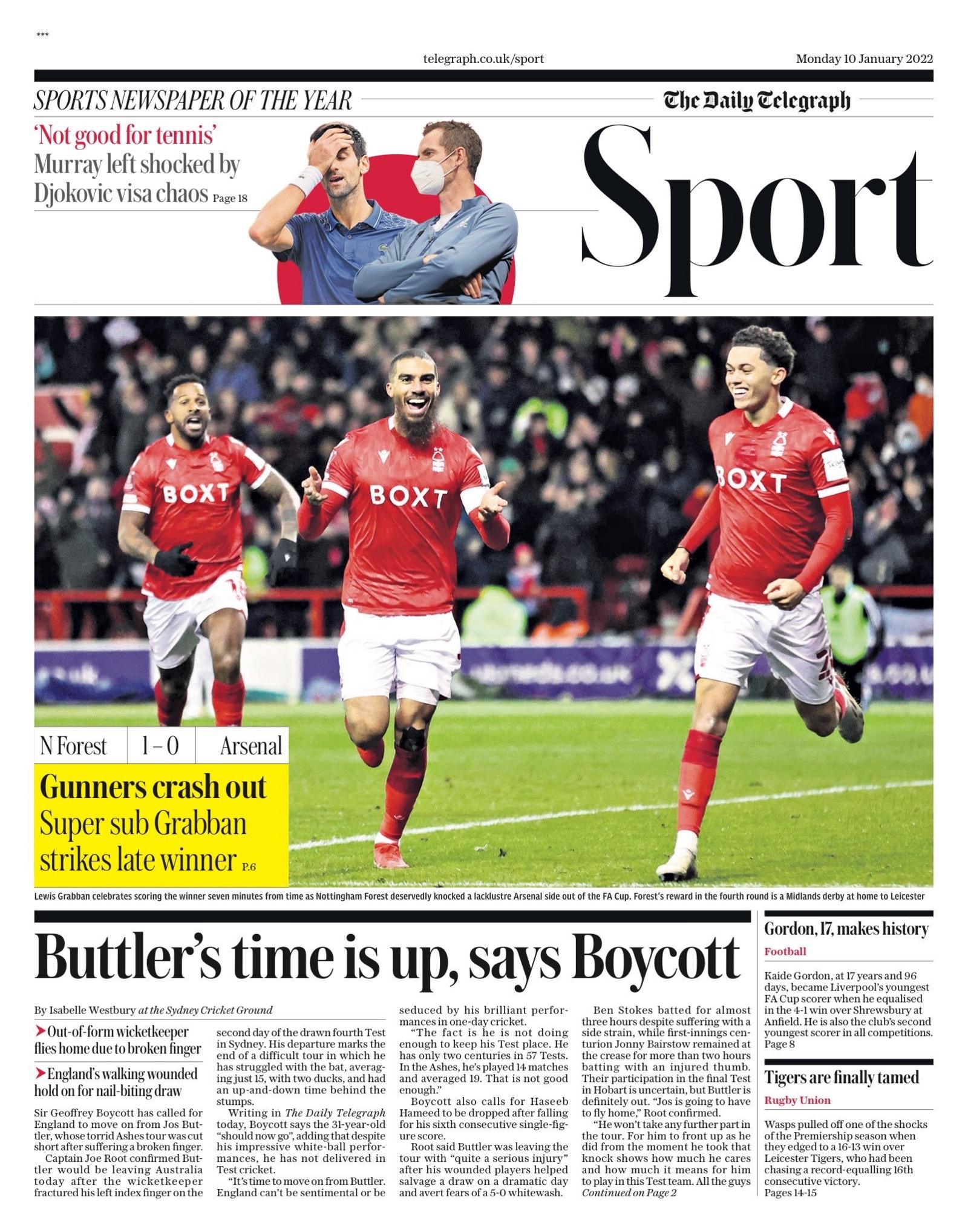 Monday's Daily Telegraph