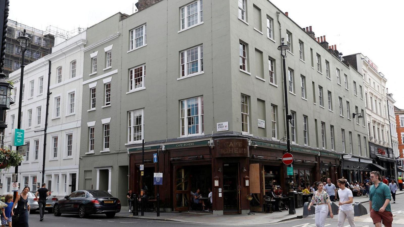 The exterior of Soho House in  Greek Street, London