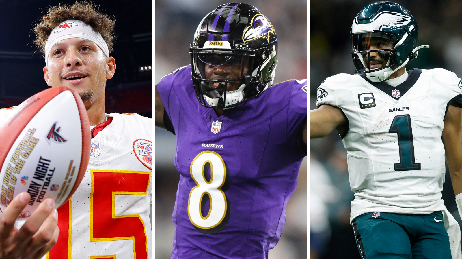 Patrick Mahomes, Lamar Jackson and Jalen Hurts all in NFL action