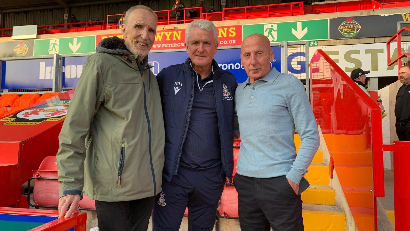 Joey Jones, Mark Hughes, and Mickey Thomas at the Racecourse
