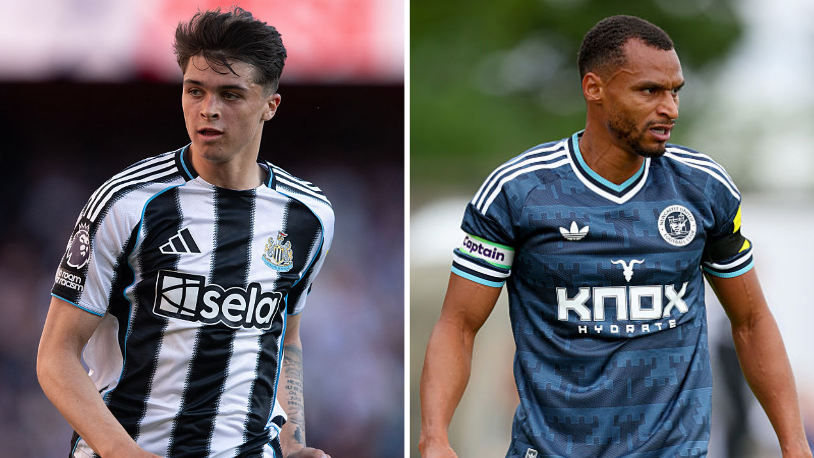 A split graphic of Lewis Miley and Jacob Murphy