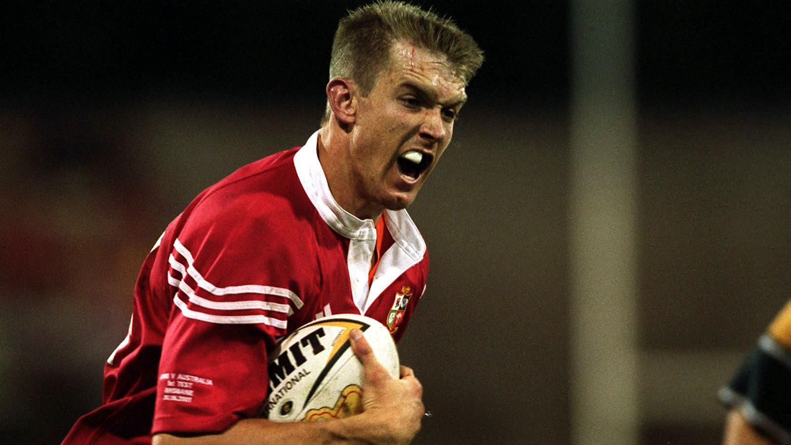 Dafydd James scores for the Lions against Australia in 2001 in Brisbane