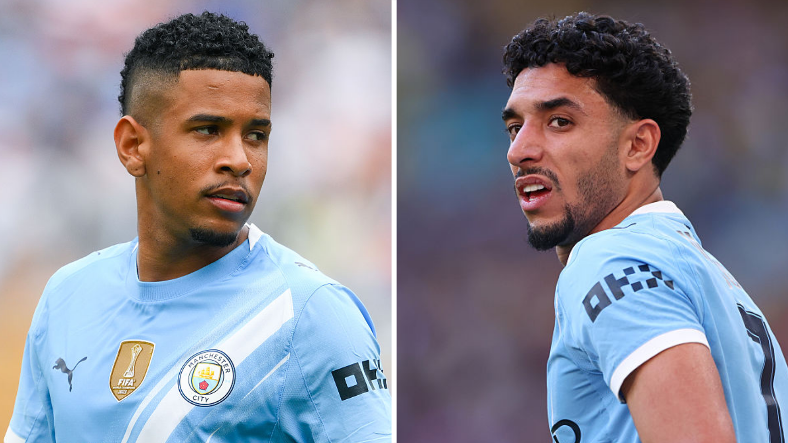 Split image showing Savinho and Omar Marmoush
