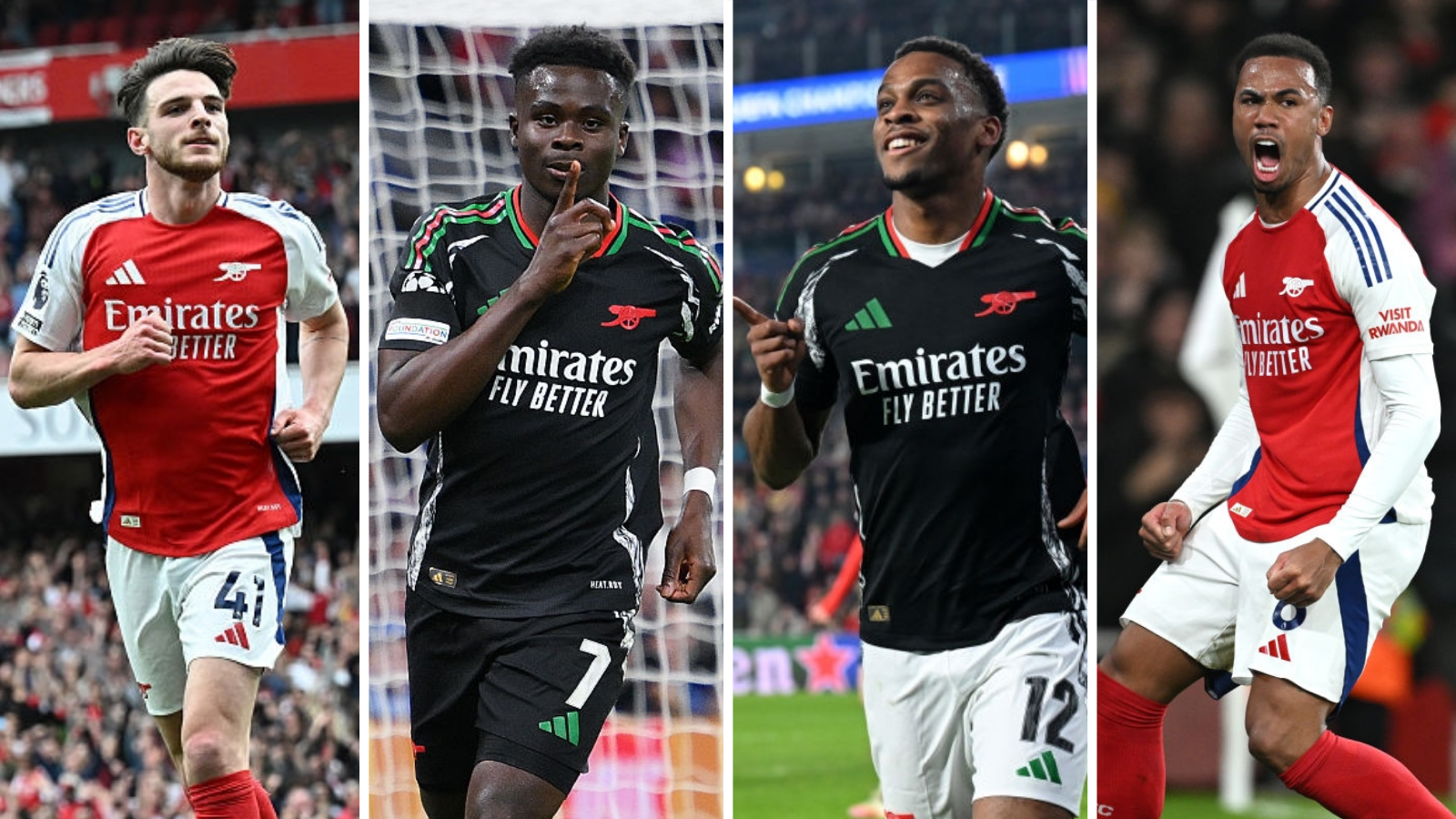 Declan Rice, Bukayo Saka, Jurrien Timber and Gabriel Magalhaes