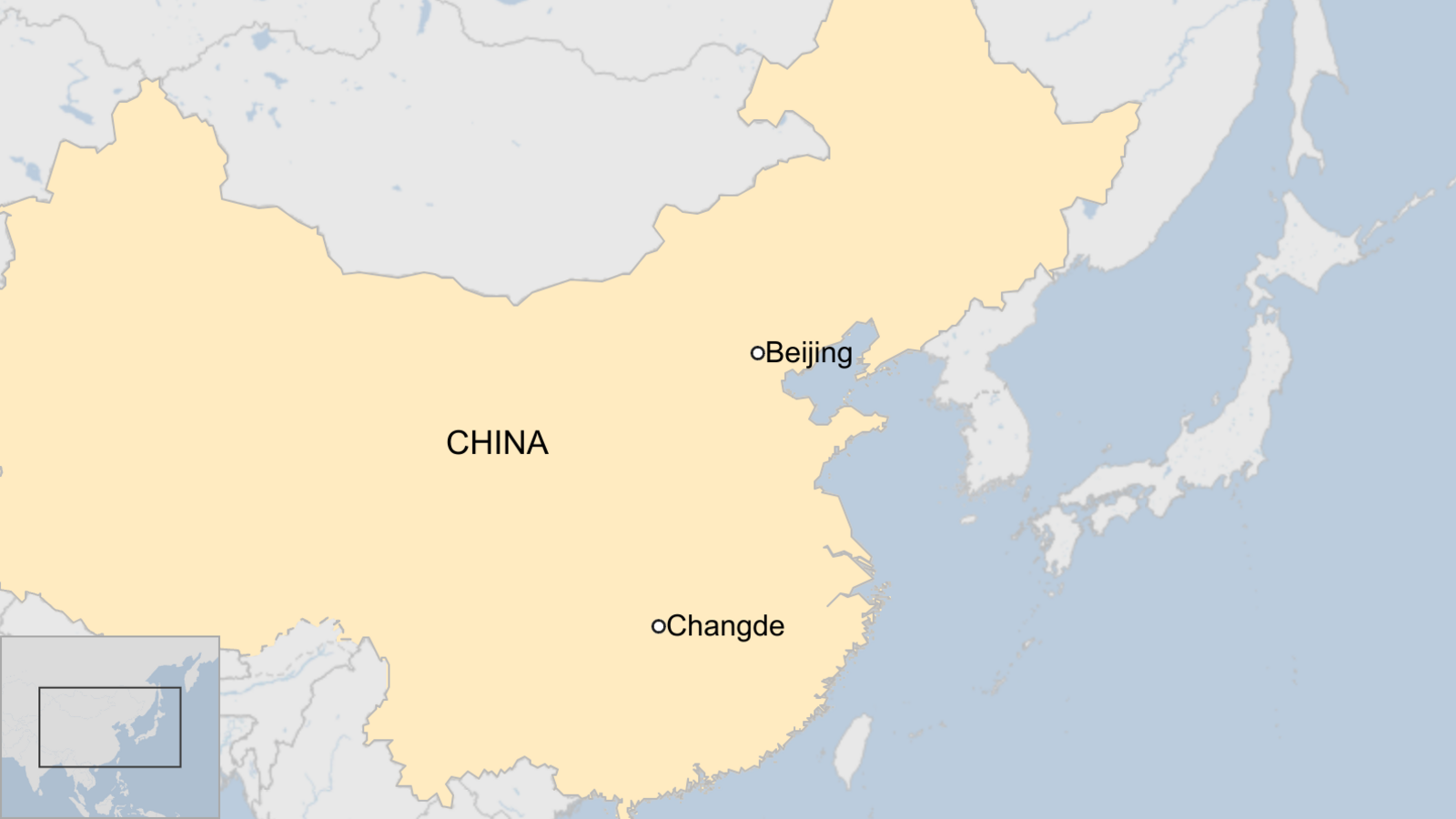 Map showing location of Changde city in China