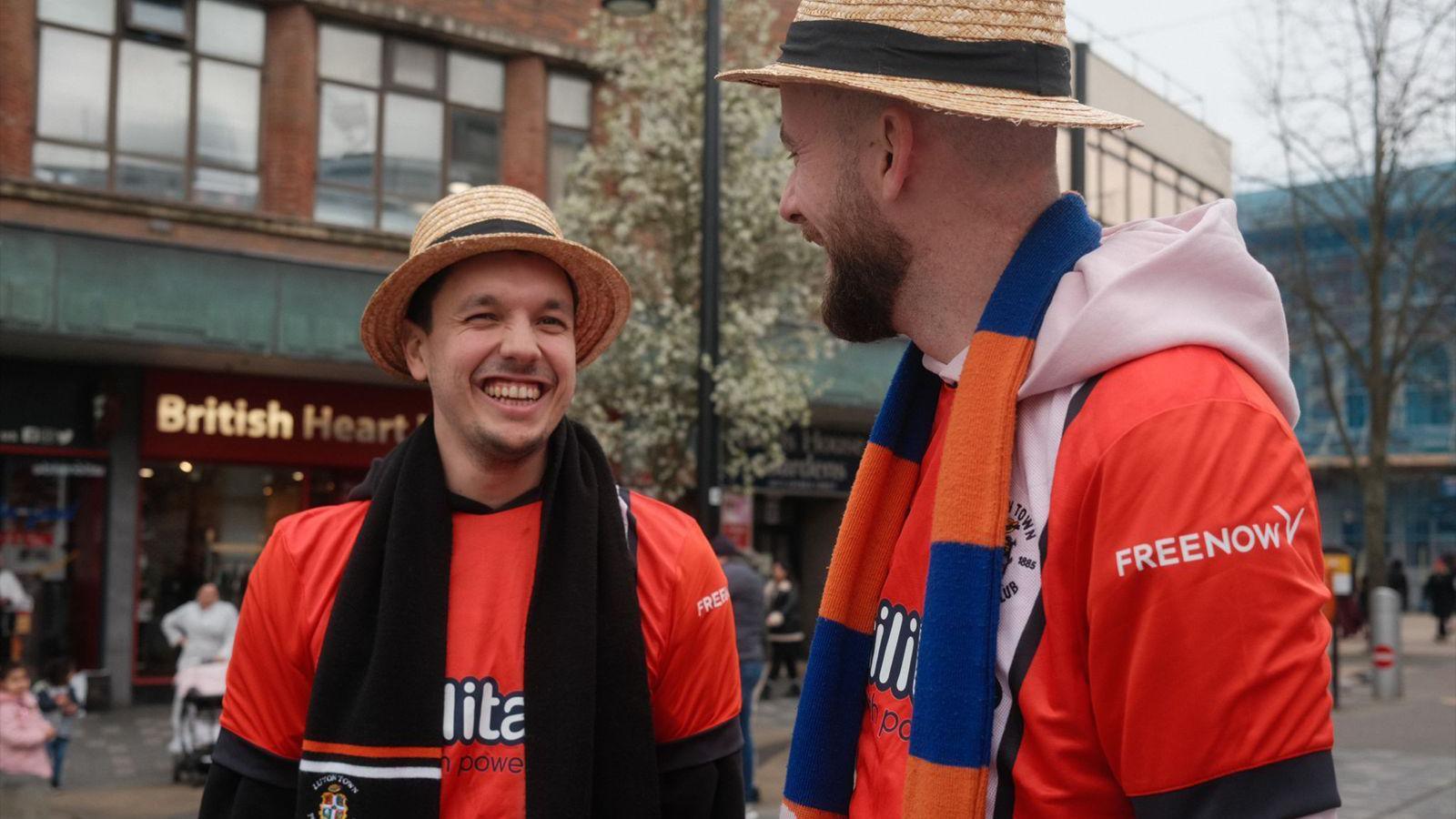 Thomas Dajer and Staffan Taylor laughing in Luton 