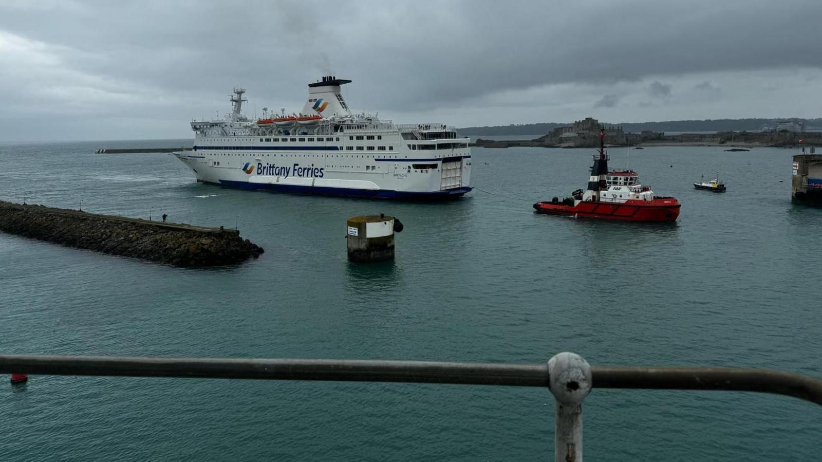 The Bretagne arrives at St Helier's harbour