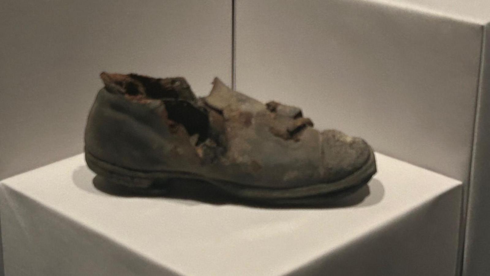 A child's shoe on display at Lincoln Castle