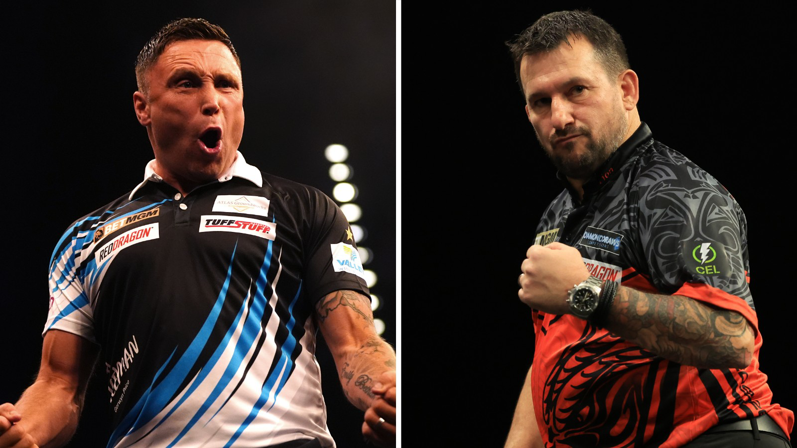 Gerwyn Price (left) and Jonny Clayton (right)