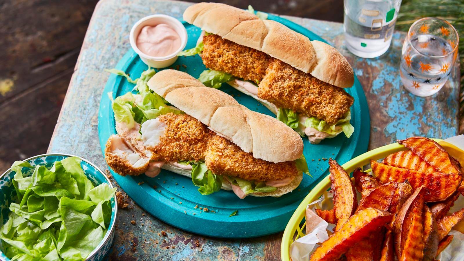Knockout fish finger sarnies