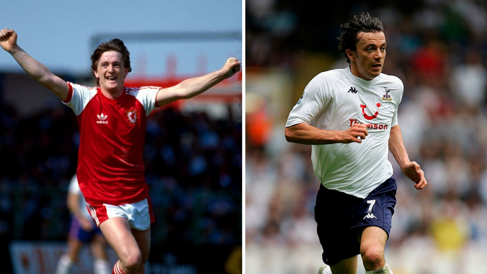 Ian Walsh yn chwarae dros Gymru a Simon Davies yn chwarae dros Tottenham Hotspur