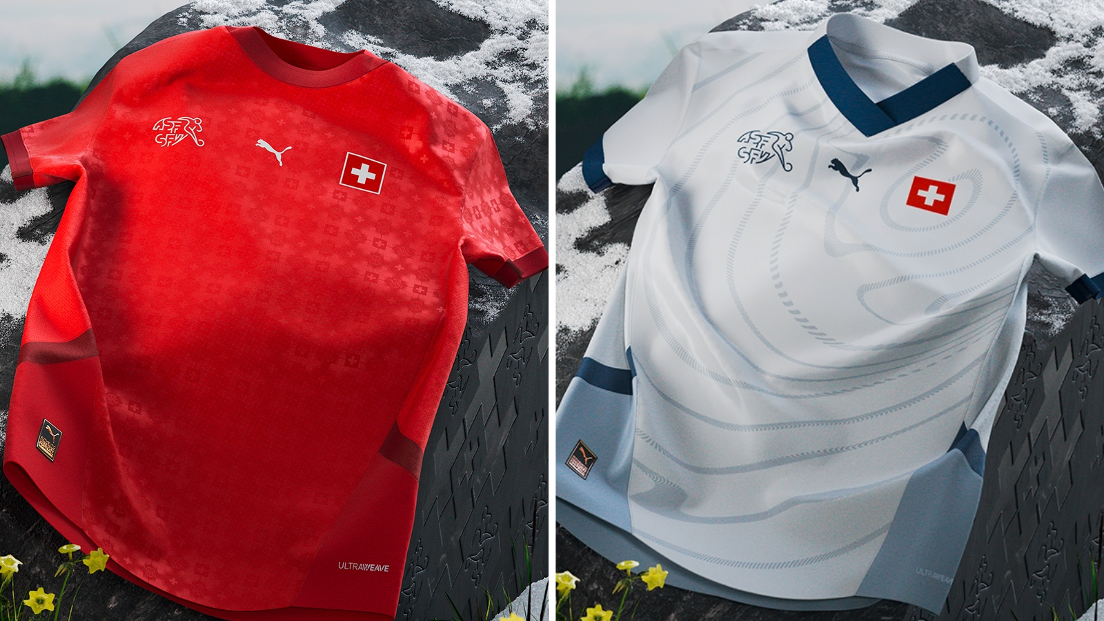 Switzerland home and away kits for Euro 2025