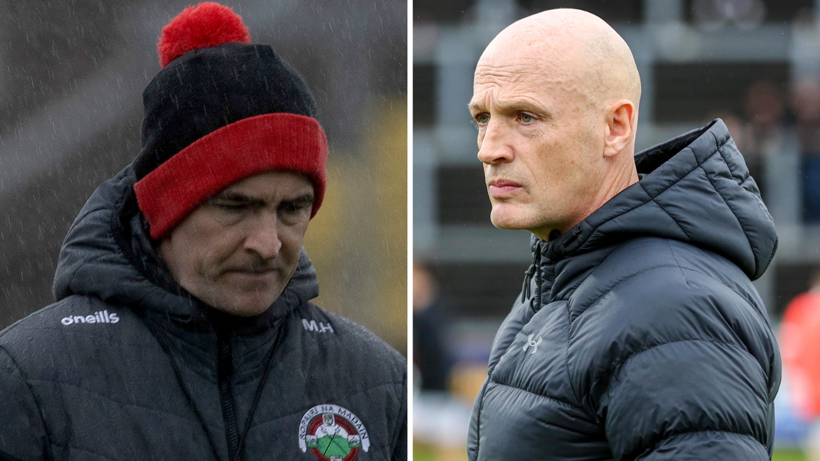 Madden's Mark Harte and Newbridge's Gary Hetherington 