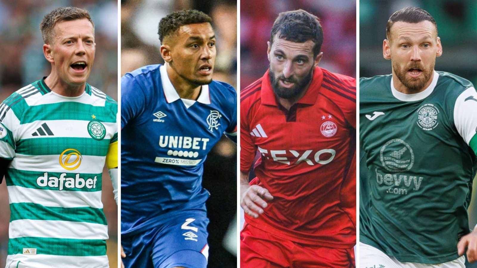 (L-R) Callum McGregor, James Tavernier, Graeme Shinnie and Martin Boyle