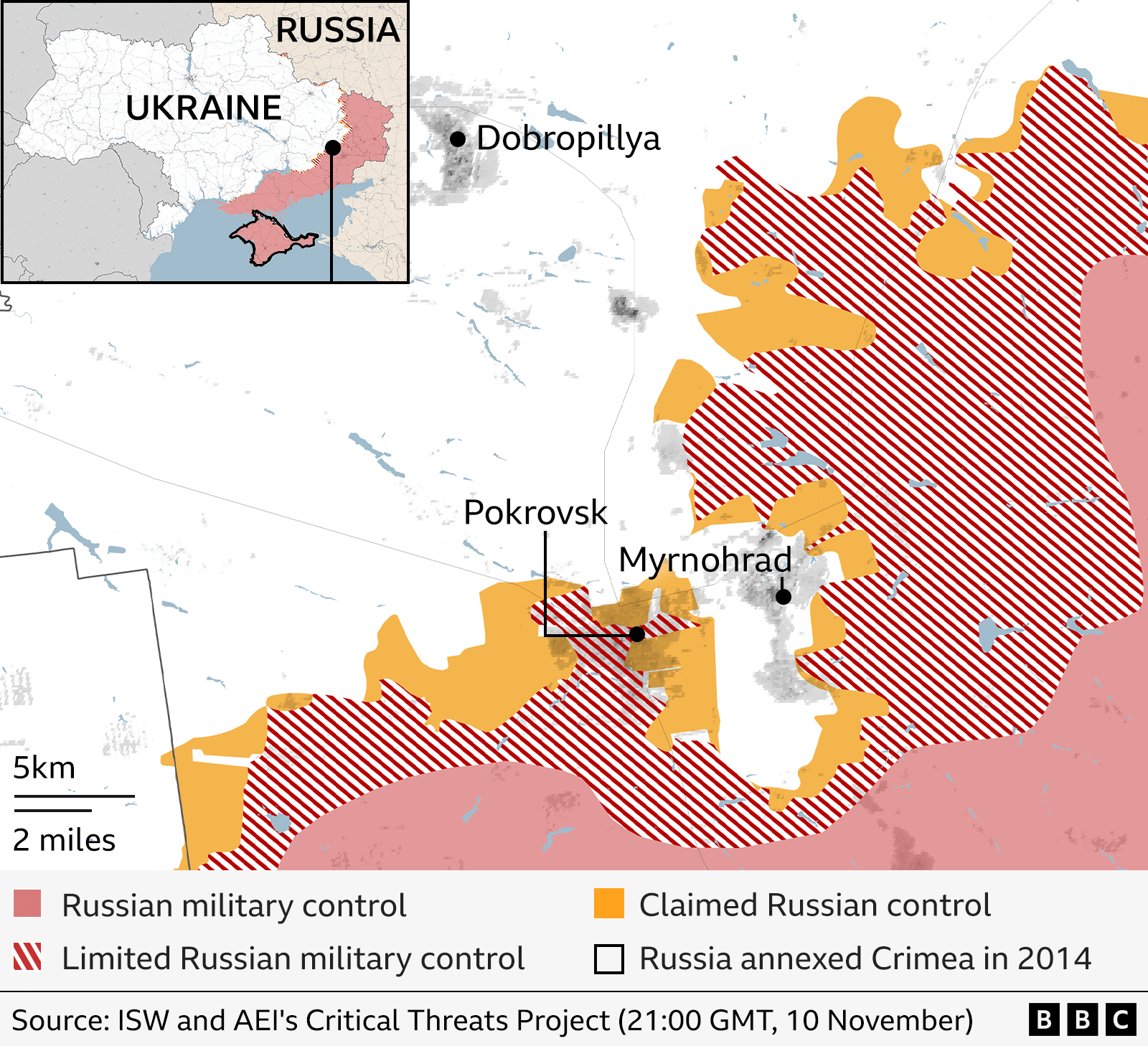 Map showing Pokrovsk