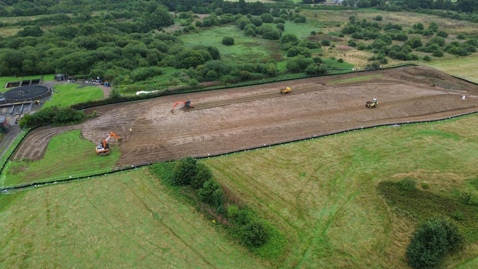 An aerial view as diggers prepare the land on the site of Cardiff City's proposed new training complex