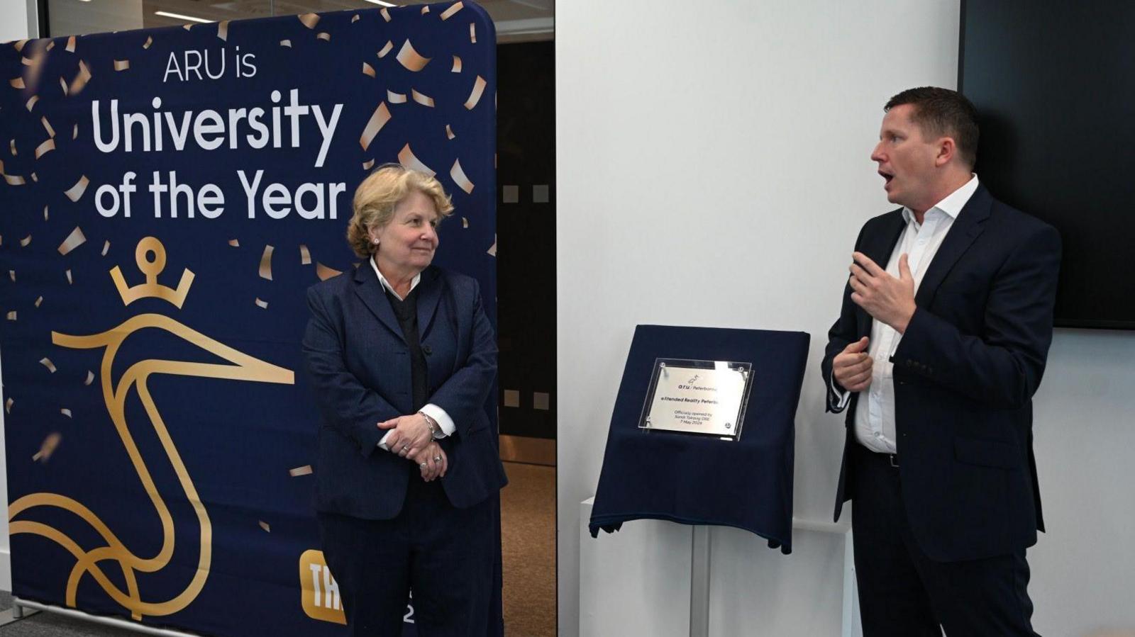 Sandi Toksvig along with Ross Renton 