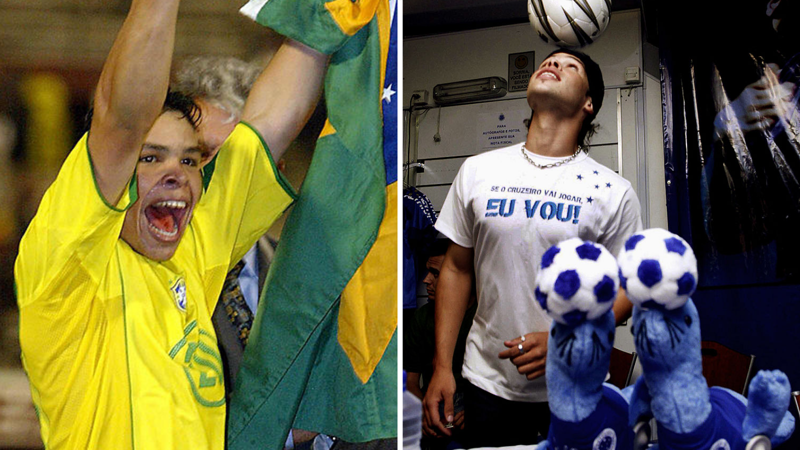 Kerlon split pic - with Brazil and performing the seal dribble