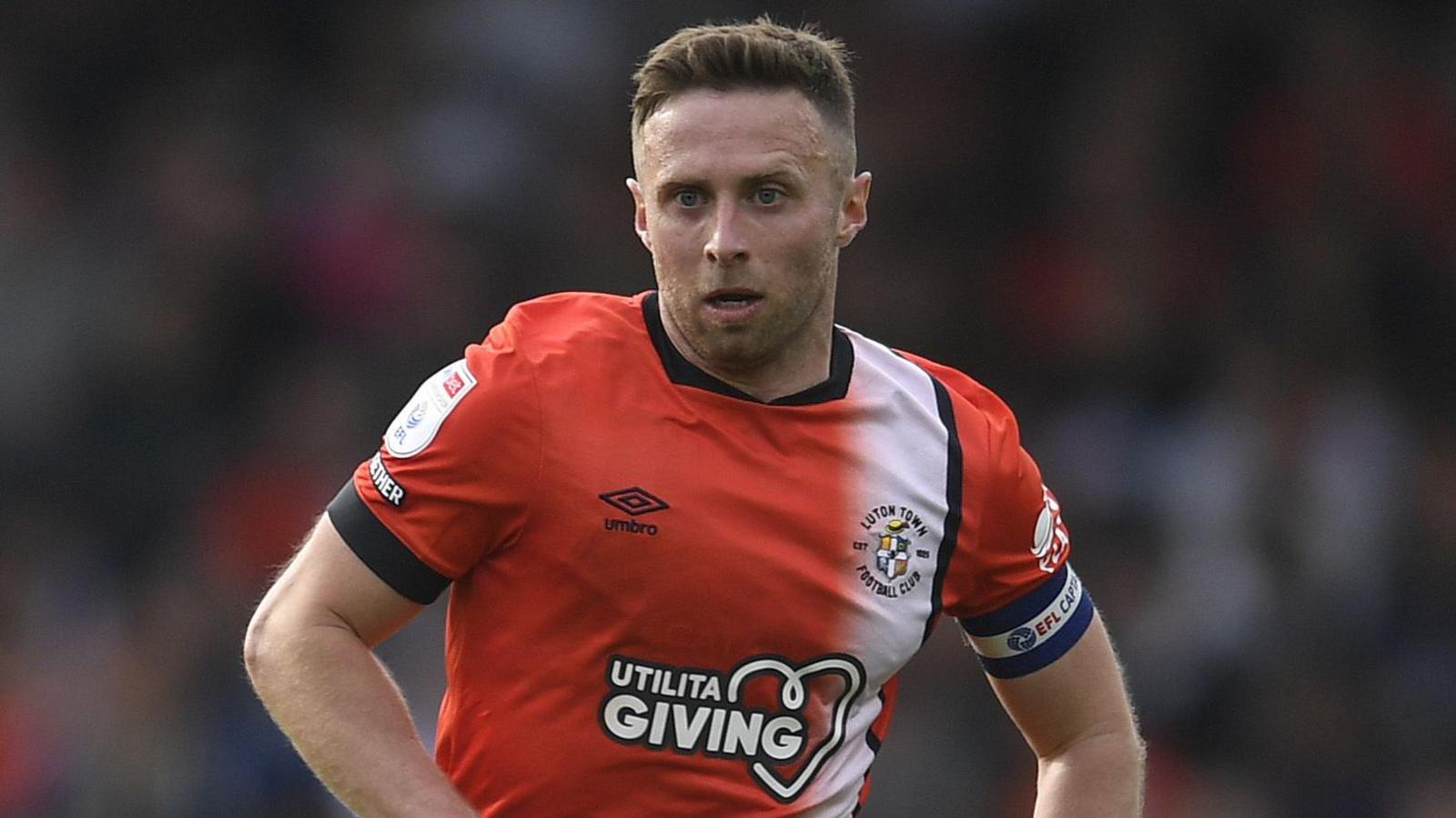 Luton Town's Jordan Clark in action during the 1-0 loss to Blackburn