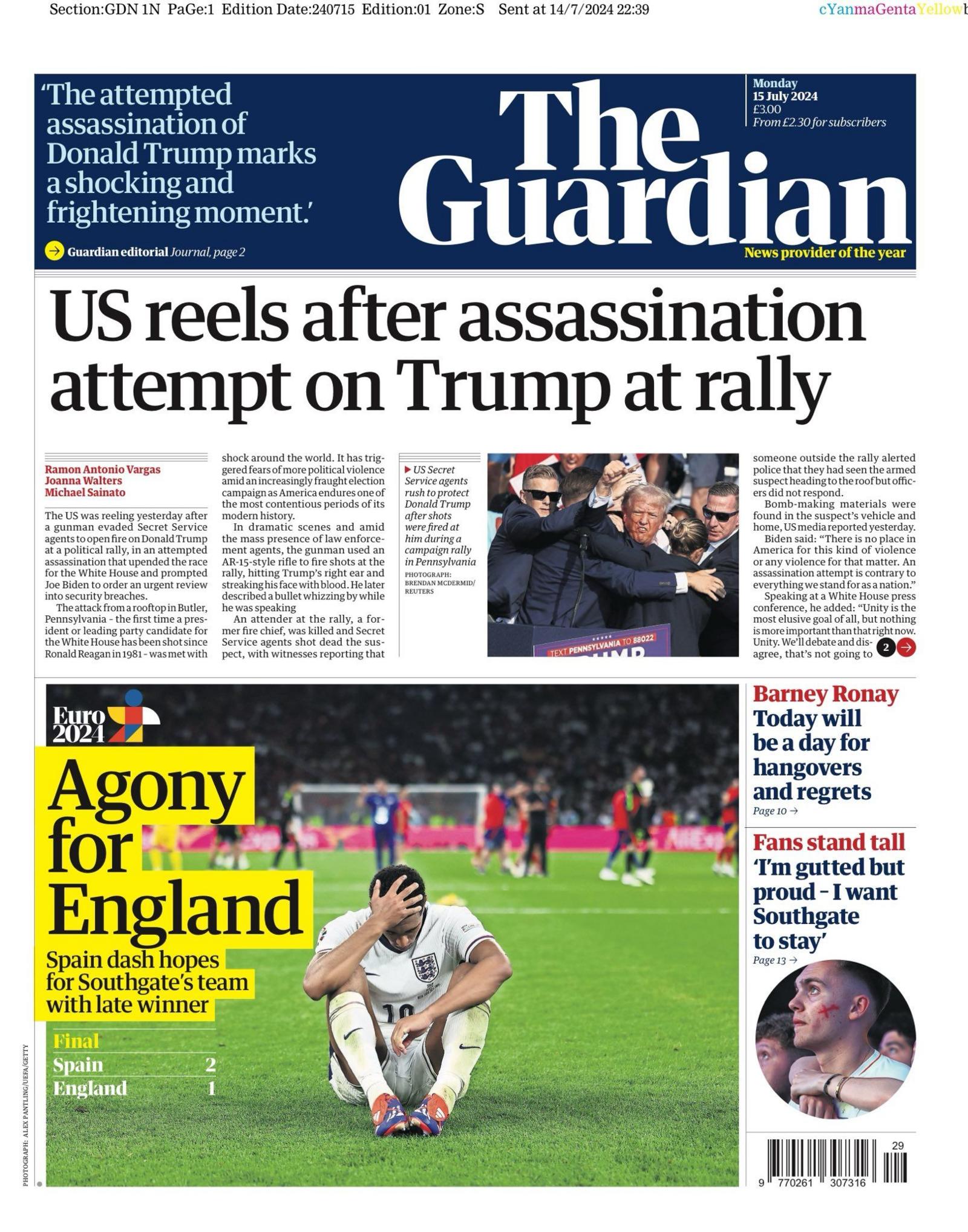 Guardian front page