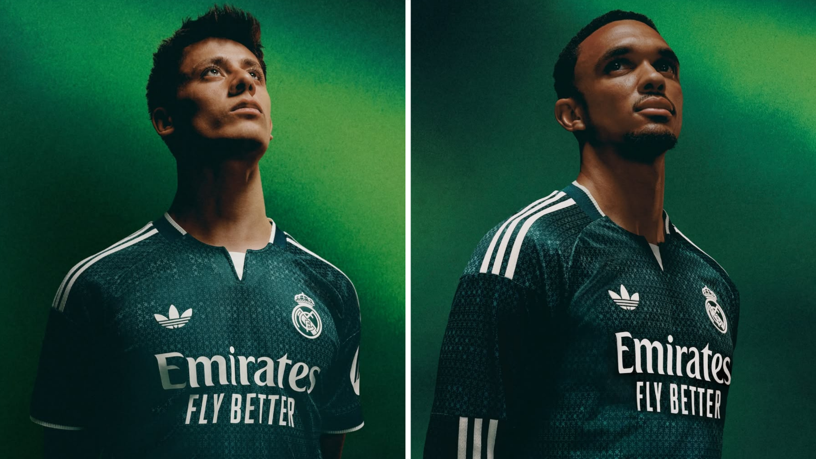 Arda Guler and Trent Alexander-Arnold wear 2026-27 Real Madrid away shirt