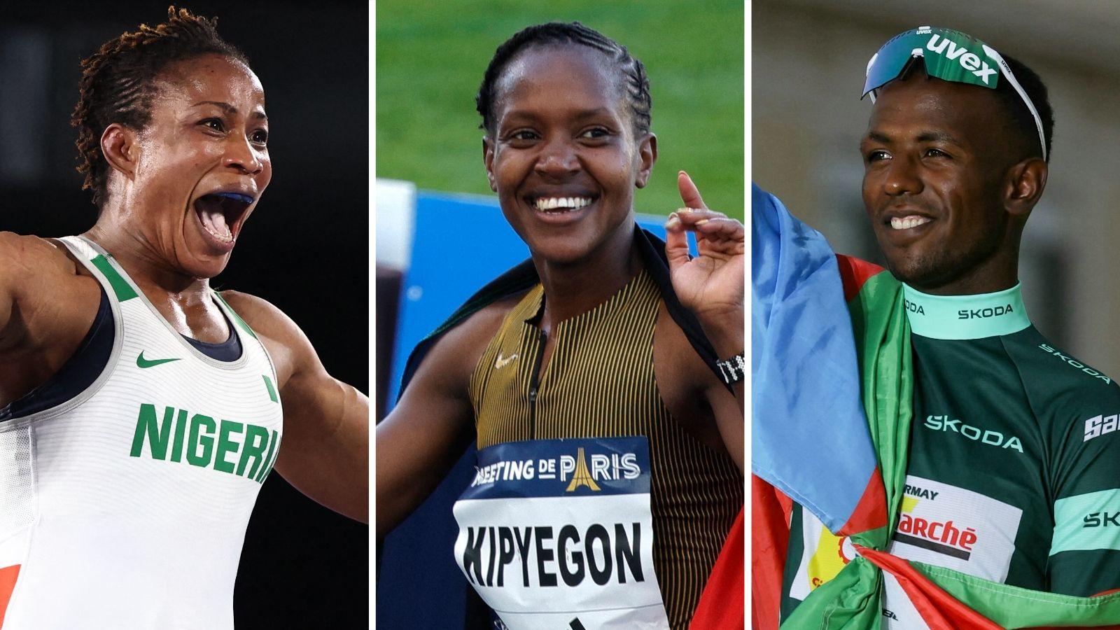 Blessing Oborududu, Faith Kipyegon and Biniam Girmay celebrate victories in their respective disciplines