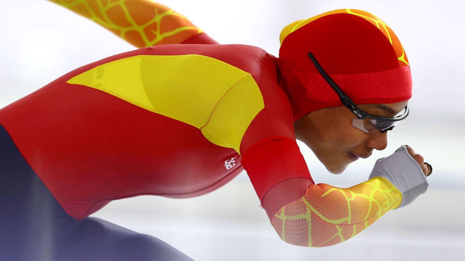 Luisa Maria Gonzalez of Spain competes in the Women's Sprint 1st 500m during ISU European Speed Skating Championships at Thialf Arena in Heerenveen, Netherlands