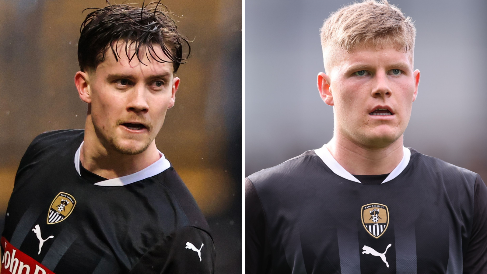 Notts County defender Lucas Ness (left) and midfielder Scott Robertson