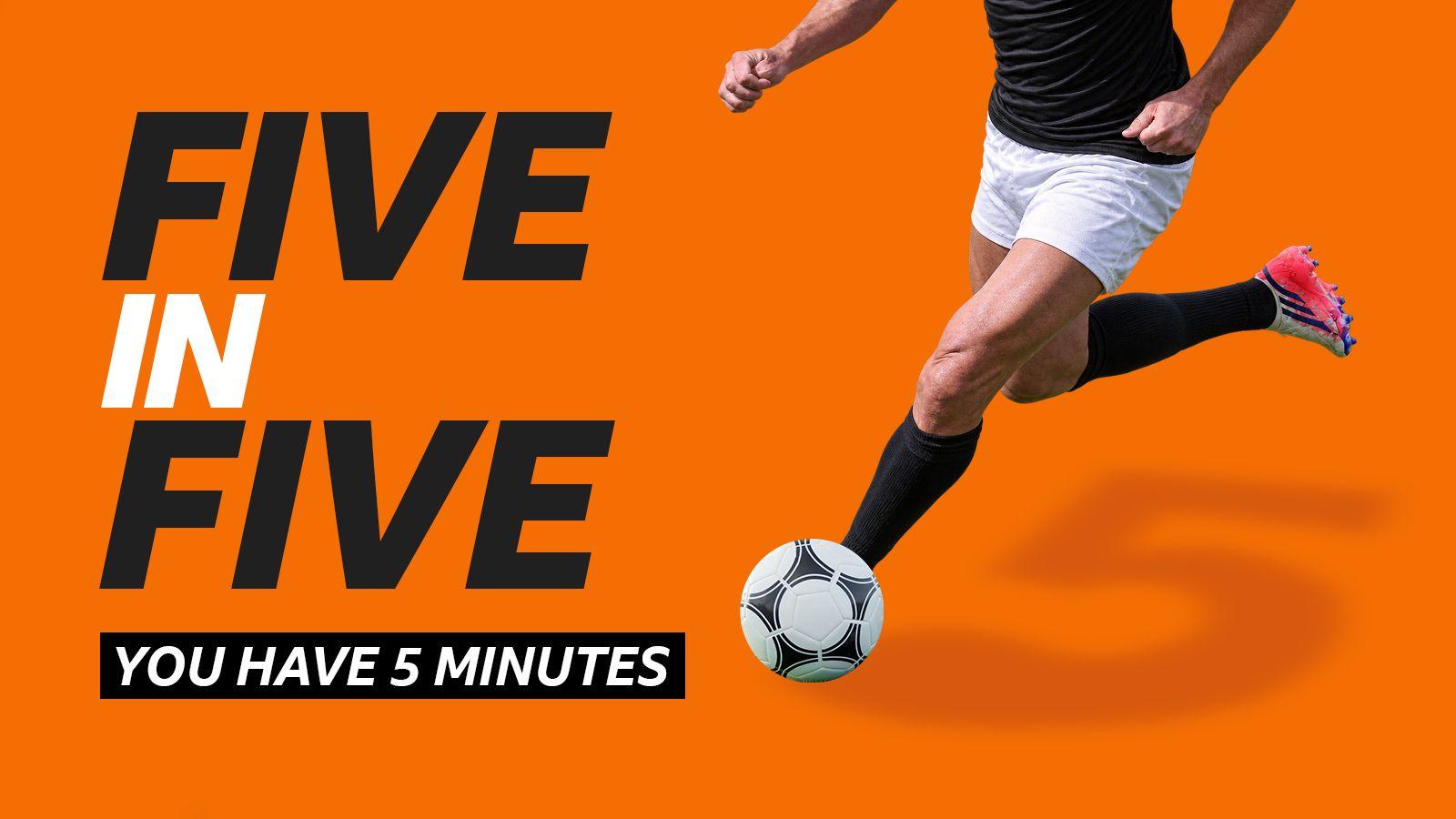 A generic picture of an unknown footballer beside the words: "Five in Five you have five minutes"