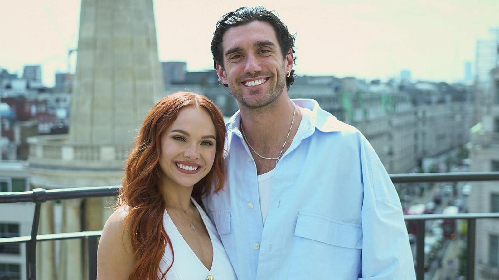 Alexis Warr and Julian Caillon pictured with the London skyline behind them