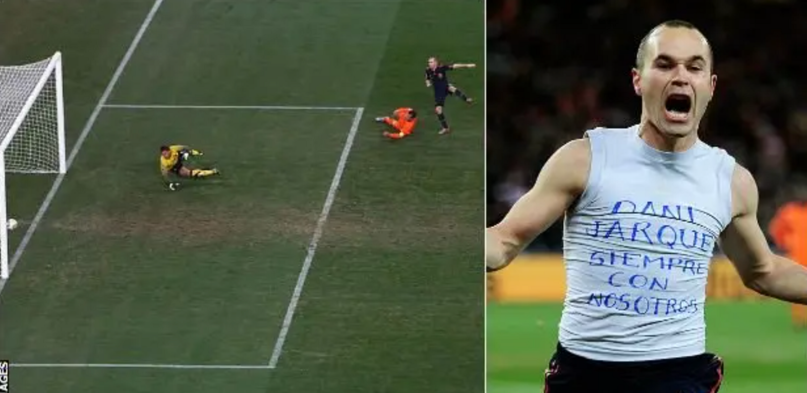 Andres Iniesta celebrates his winning goal in the 2010 World Cup final