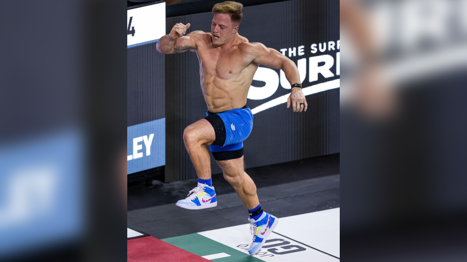 Yr athletwr CrossFit Americanaidd, Noah Ohlsen, yn cystadlu yn esgidiau Tesni