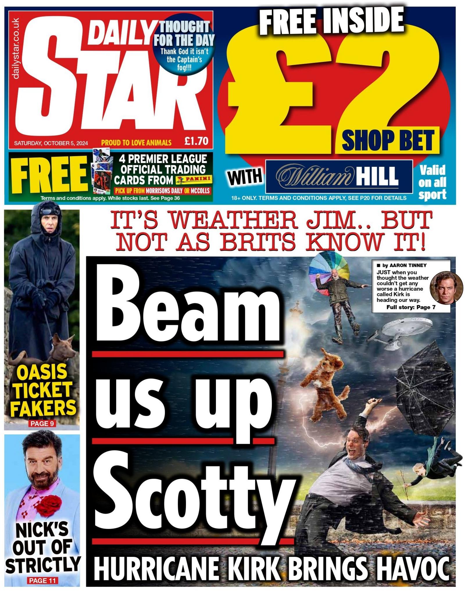 Front page of the Daily Star.