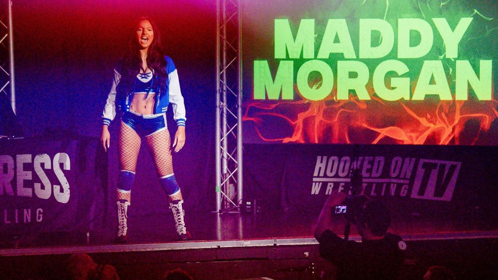 Maddy Morgan steps out during a match with Progress Wrestling