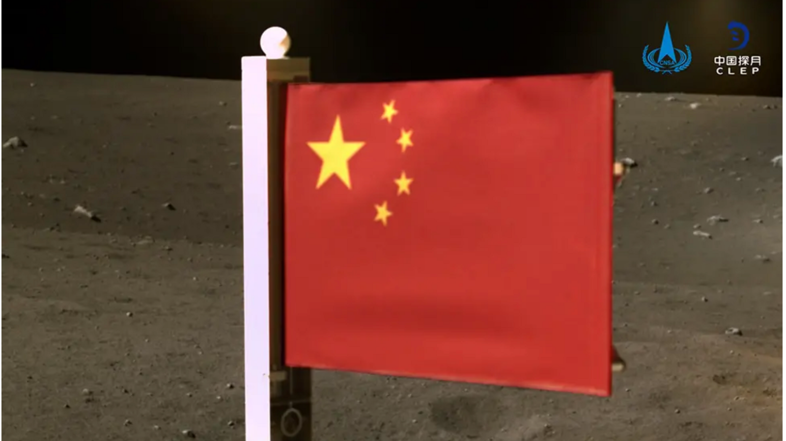In 2020 China's Chang'e-5 space probe took pictures of the Chinese flag planted on the Moon