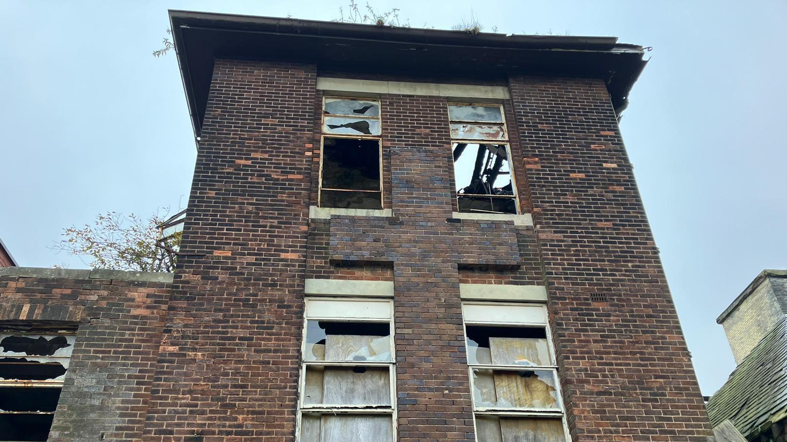 Exterior shot of derelict St Joseph's Orphanage, Preston