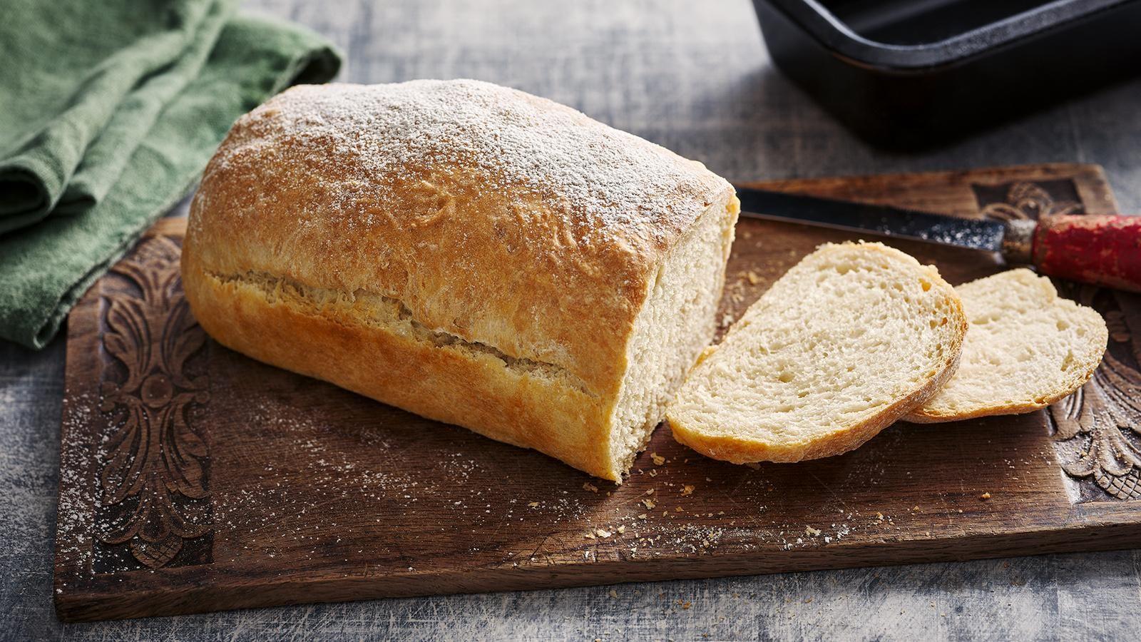 No knead bread on a chopping board