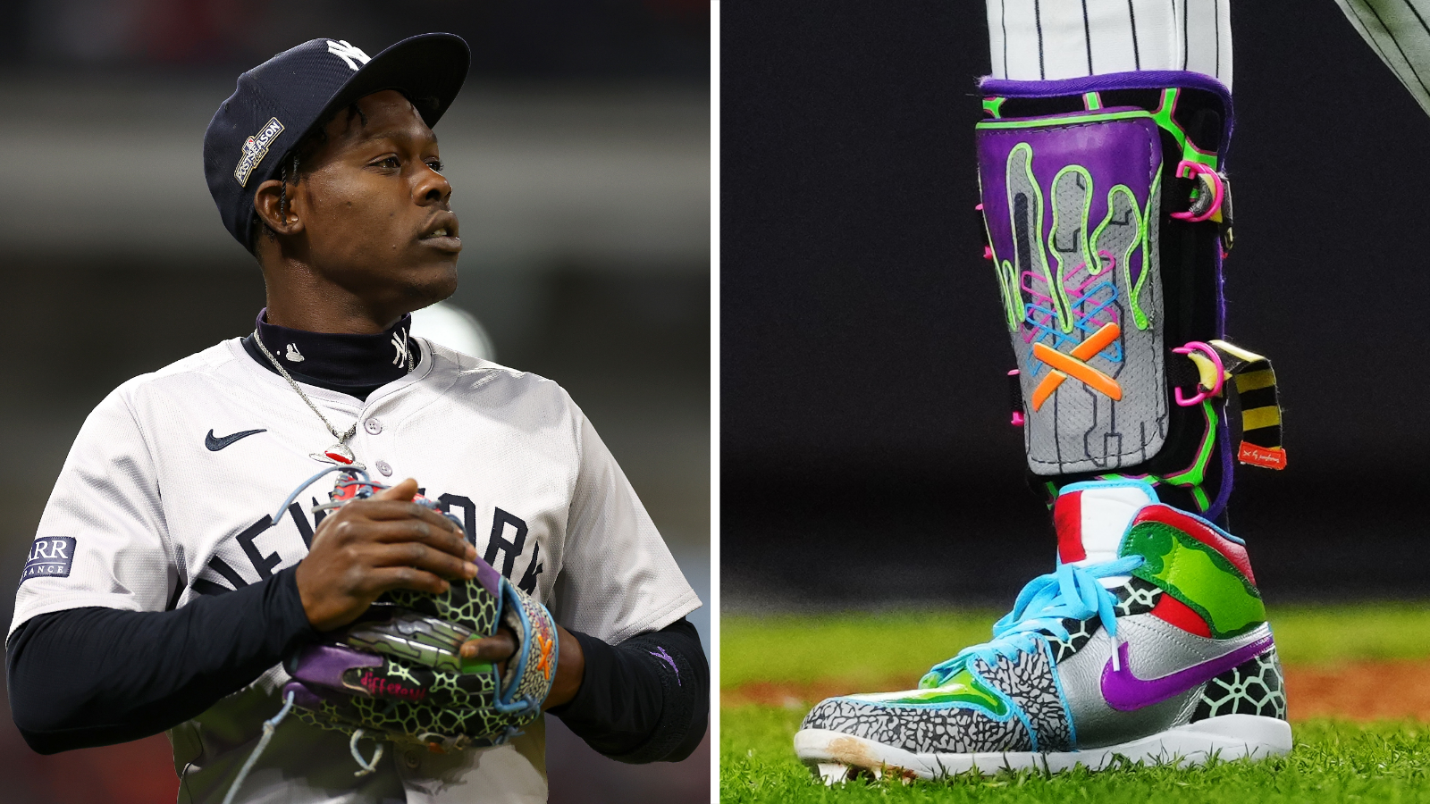 New York Yankees infielder Jazz Chisholm Jr and his colourful cleats