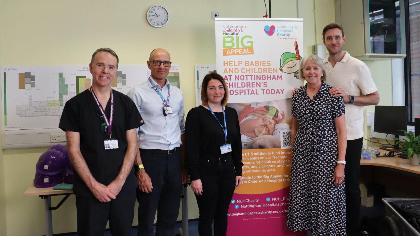 Stuart Broad and his mother Carole with the neonatal and charity team