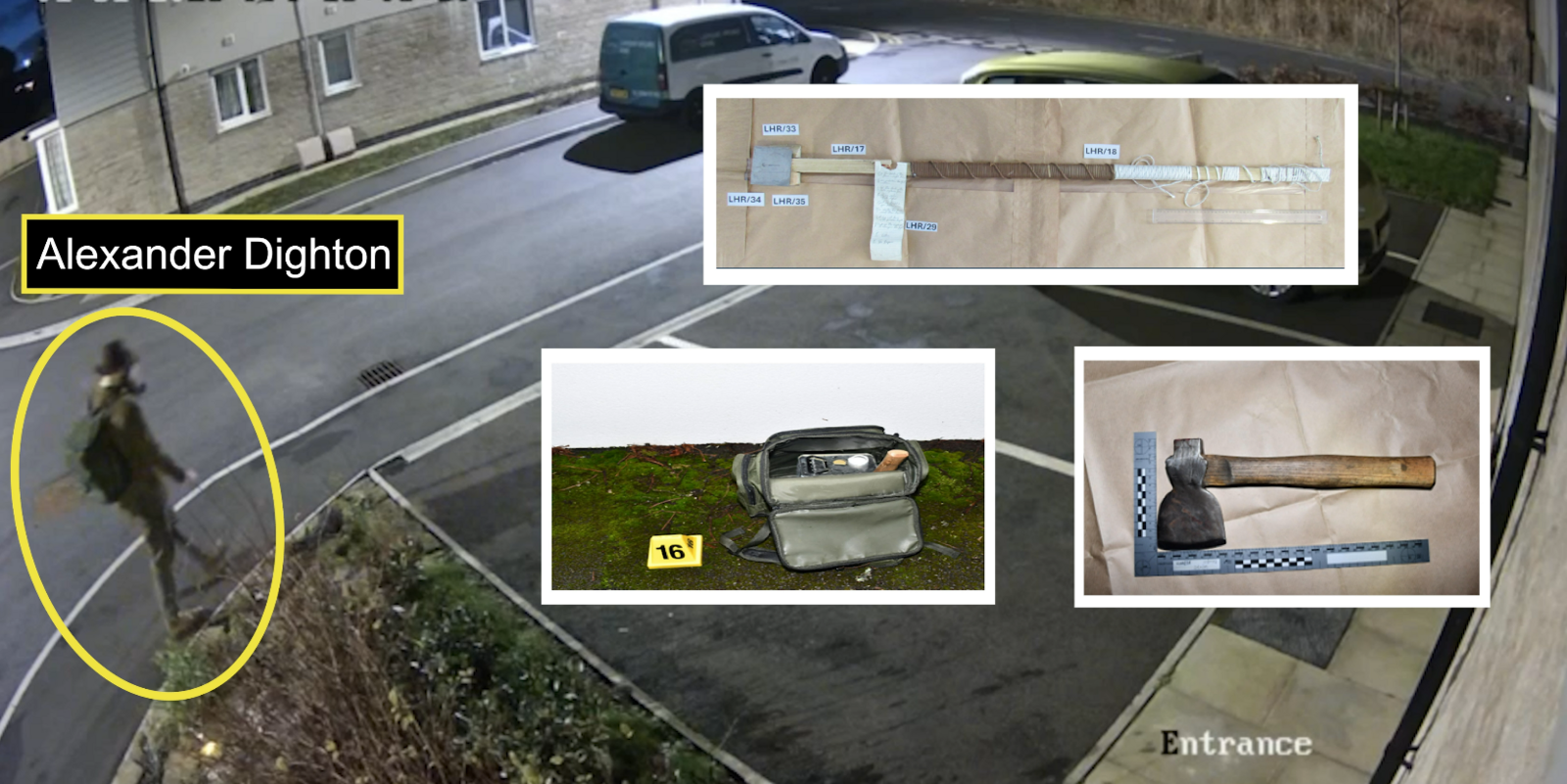 Lluniau cctv o'r digwyddiad a'r arfau oedd gan Dighton