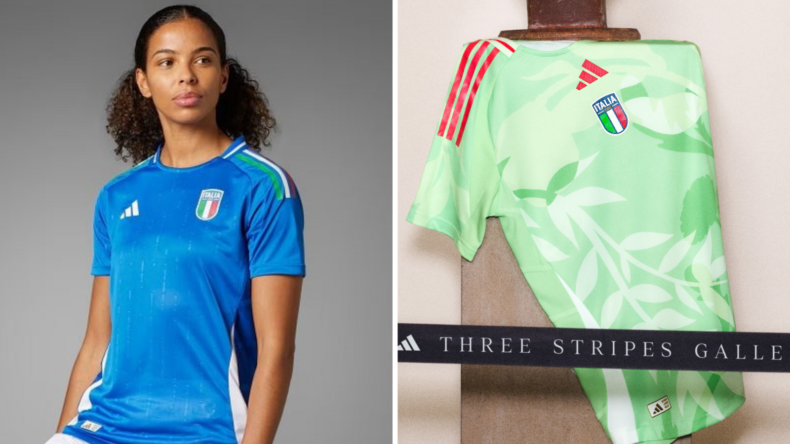 Italy's home and away kits for Euro 2025