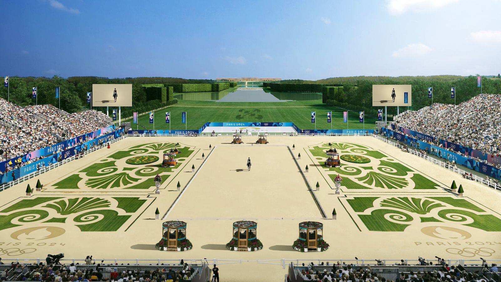 An artist's impression of the equestrian arena at the Palace of Versailles