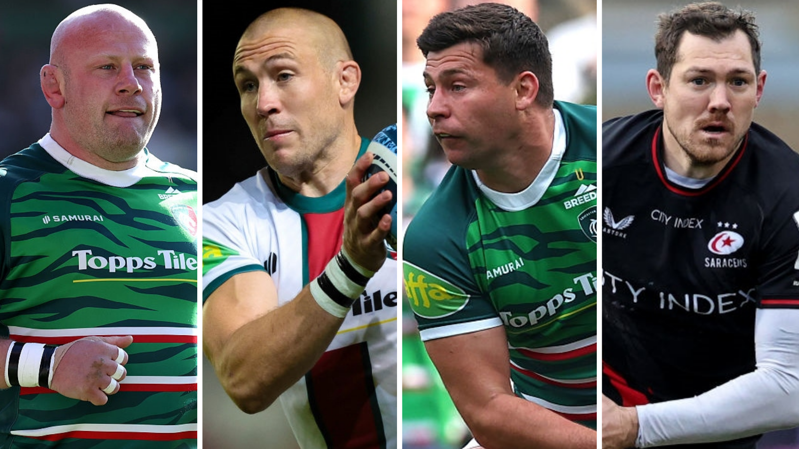 Dan Cole (left), Mike Brown (middle, left), Ben Youngs (middle, right) and Alex Goode (right)