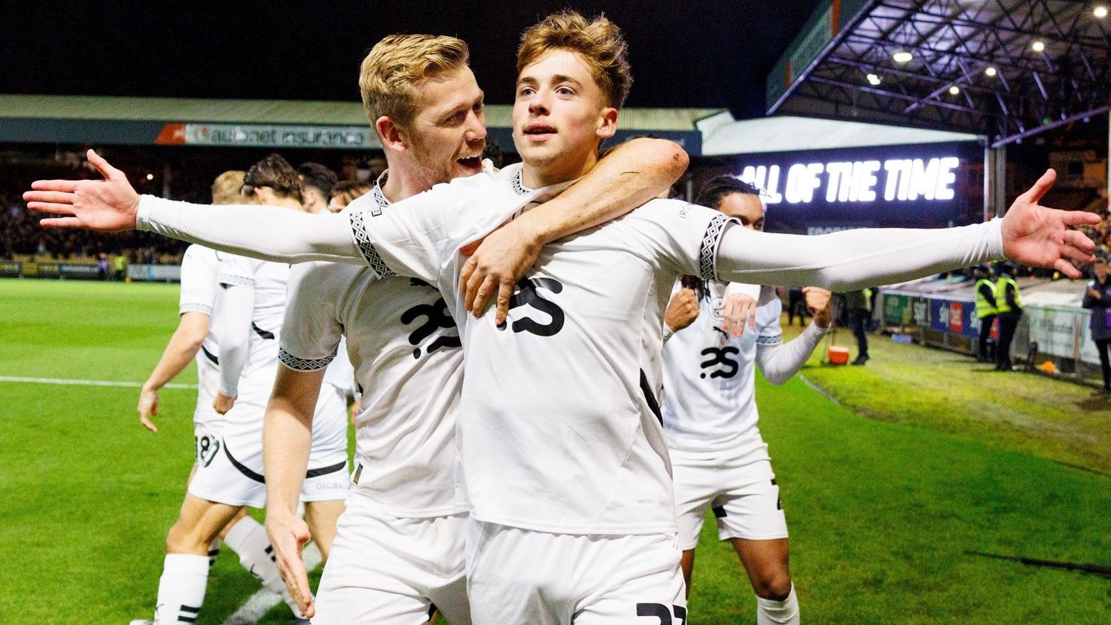 Teenager Jack Shorrock celebrates his early goal for Port Vale against Crewe