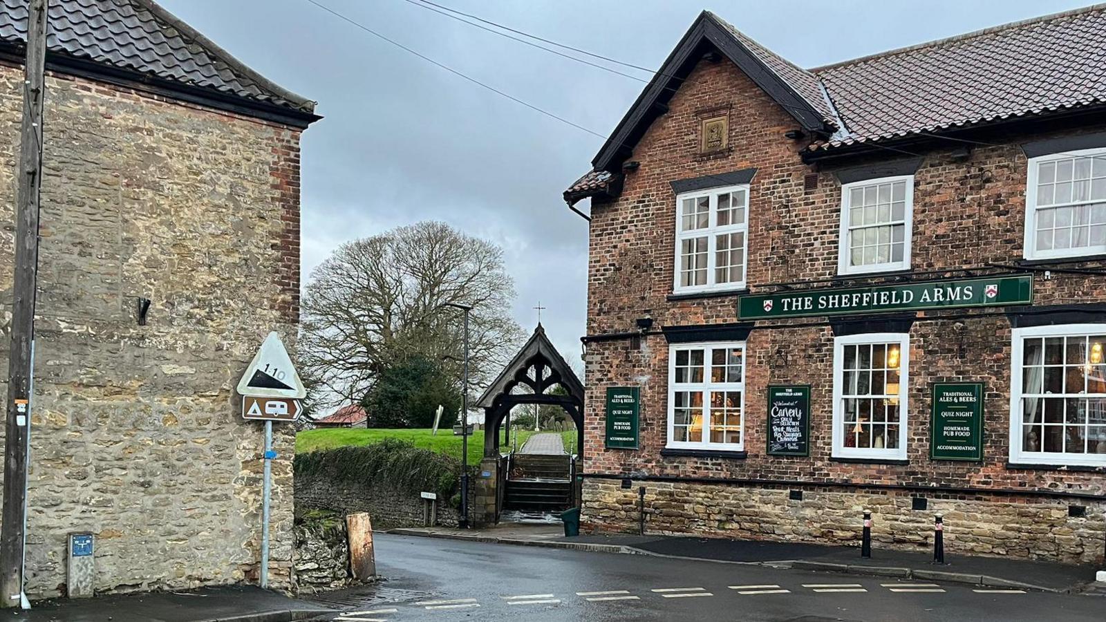 The junction of Stather Road, there is a pub and another building