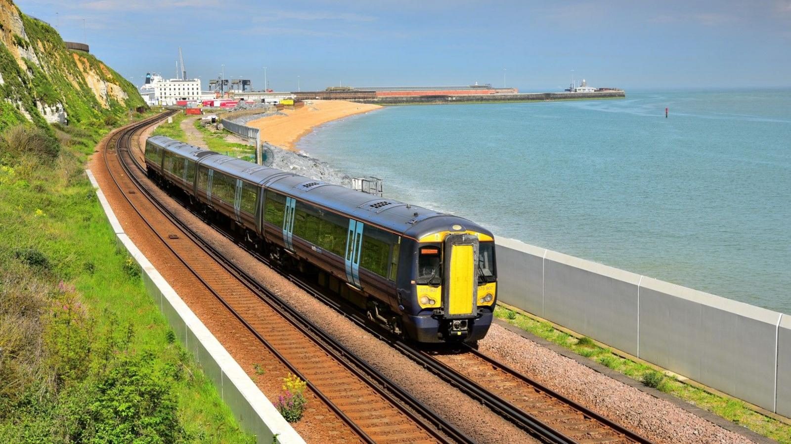 Electrostar train at Shakespeare Beach, Dover