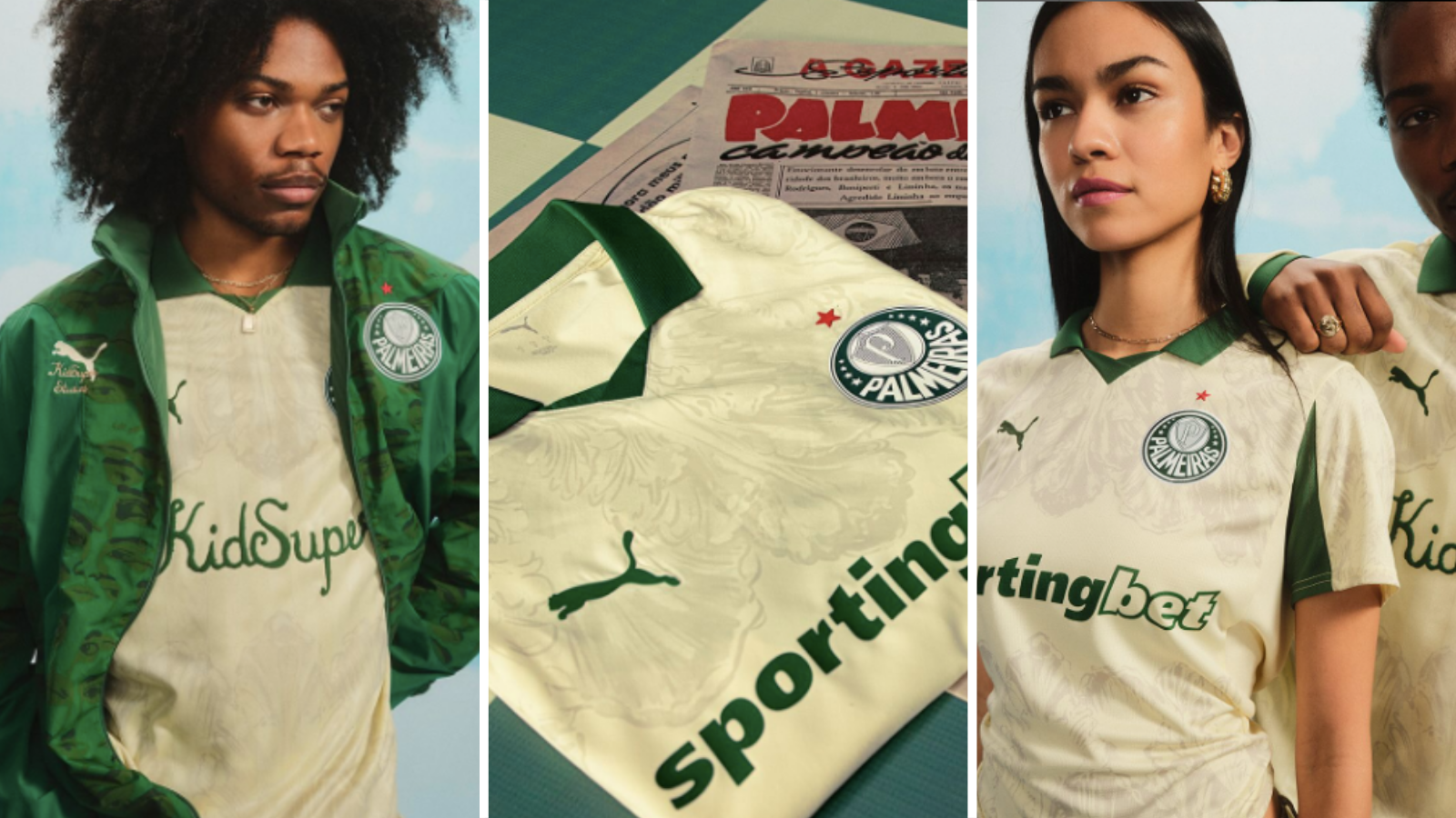 Models wear new Palmeiras Club World Cup kit.