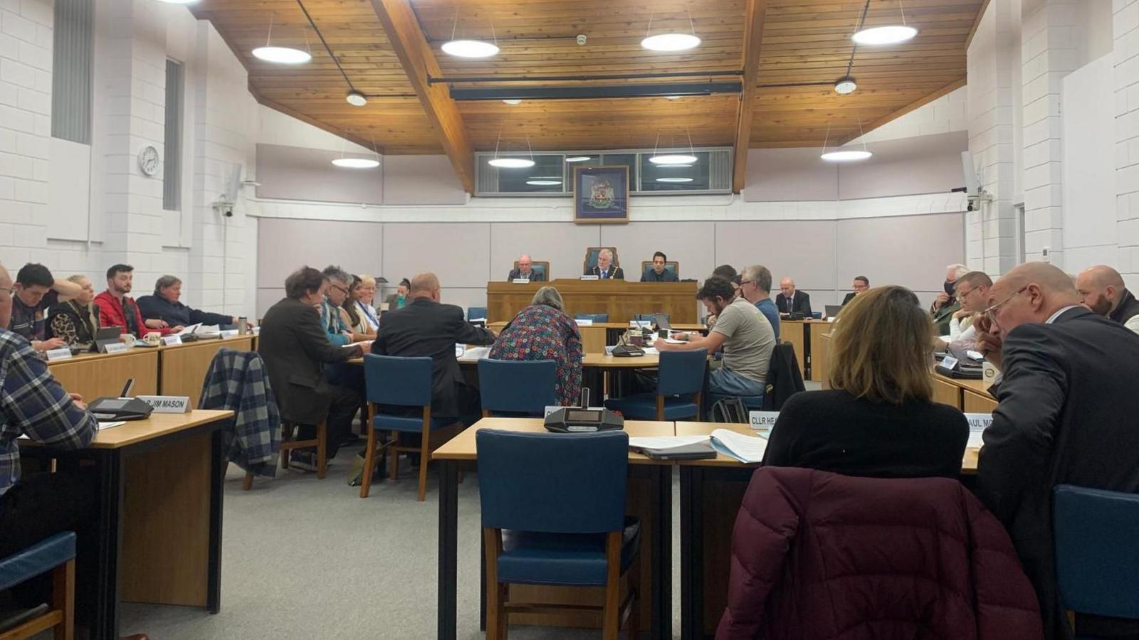 A Tewkesbury Borough Council meeting on 29 January.